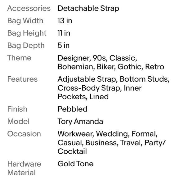 Tory Burch Amanda black pebbled leather double handles w shoulder strap hand bag - Picture 14 of 16